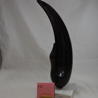 60's MCM Ceramic Art on Marble Vase