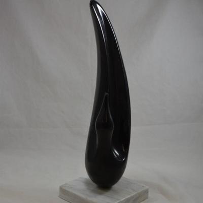 60's MCM Ceramic Art on Marble Vase