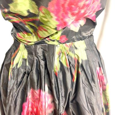 772 Vintage Taffeta Rose Floral Cocktail Dress
