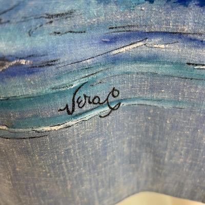 776 Vintage Blue Wrap Skirt with Hand-painted Sailboats