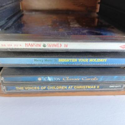 Variety of music on CD with wooden CD organizer and two travel multi - cd case organizers ONE SIGNED!