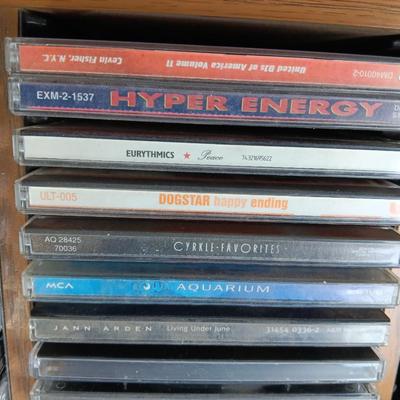 Variety of music on CD with wooden CD organizer and two travel multi - cd case organizers ONE SIGNED!