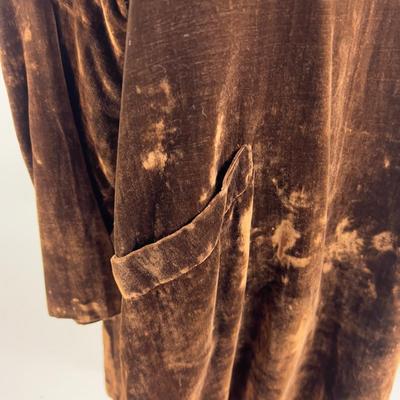 777 Vintage Antique Brown Velvet Coat Fur Collar