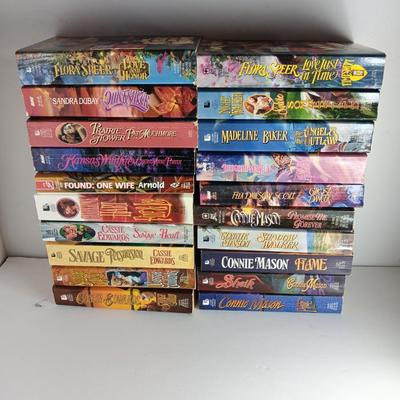 Assortment of romance paperback novels - Deborah Martin - Connie Mason - Fela Dawson Scott and other authors