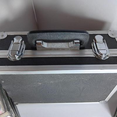 Great music on cassette tape - some classics!  with sturdy black handled case