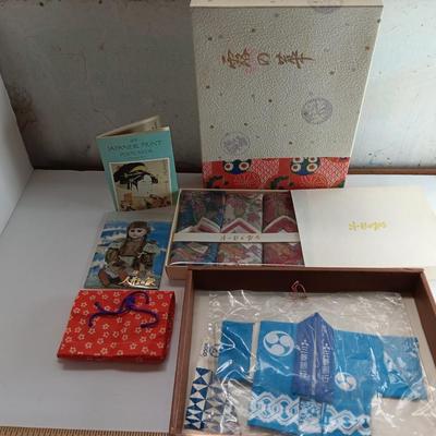 Items from China - post cards, Silk scarves new in box - and more