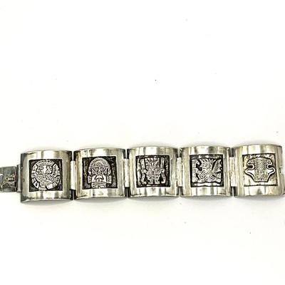 753 Vintage Silver Peru 925 Link Bracelet