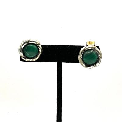 754 Lot of Silver Rings with Malachite Silver Earrings