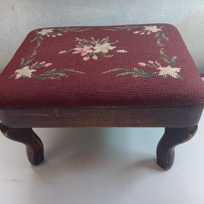 Small embroidered - decorative footstool
