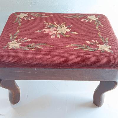 Small embroidered - decorative footstool