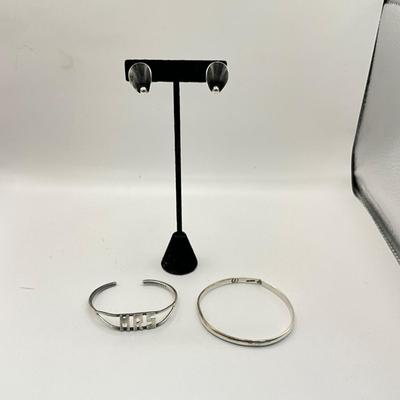757 Vintage Denmark NR FROM Earrings with Slip-On Bangle Bracelet