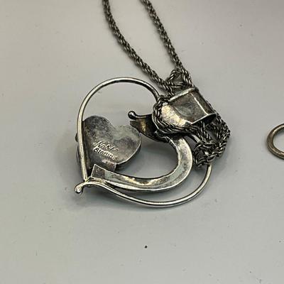 758 Vintage Silver Heart Pendant, Labradorite Bracelet, Silver Rings