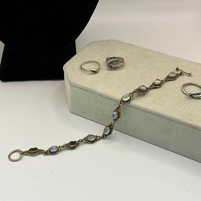 758 Vintage Silver Heart Pendant, Labradorite Bracelet, Silver Rings