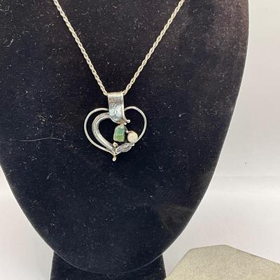 758 Vintage Silver Heart Pendant, Labradorite Bracelet, Silver Rings
