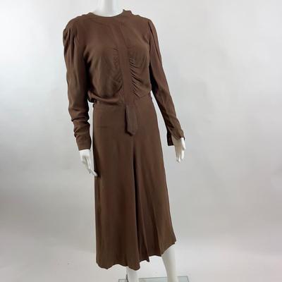 784 Vintage Brown Dress w/Rouched Bust
