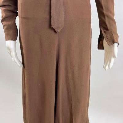 784 Vintage Brown Dress w/Rouched Bust