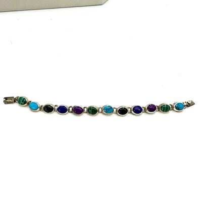 759 Sterling Multi Stone Bracelet with Two Lapis Rings