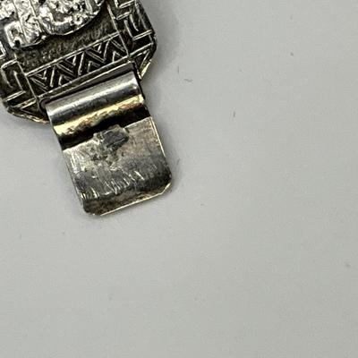 762 Vintage Peruvian Bracelet , Leaf Brooch, Two Silver Markers
