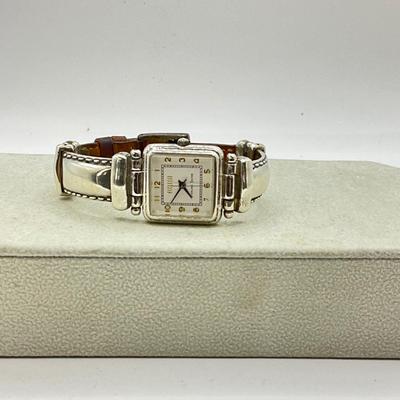 763 Ecclisse 925 Sterling Silver Watch with Leather Strap