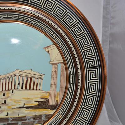 Hand-Painted Copper Platter #9 with 7" Urn, GREECE