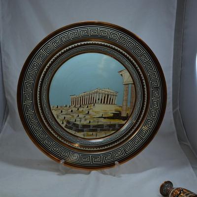 Hand-Painted Copper Platter #9 with 7" Urn, GREECE