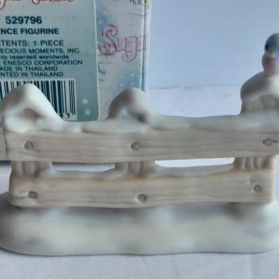 Enesco Precious Moments Collection Sugar Town Tree and fence piece with a bluebird