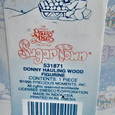 Enesco Precious Moments Collection Sugar Town Donny hauling Firewood Figurine