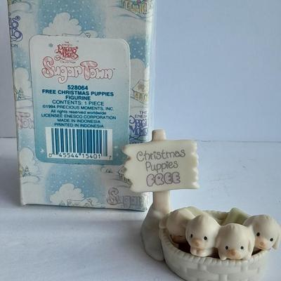 Enesco Precious Moments Collection Sugar Town Free Christmas Puppies Figurine