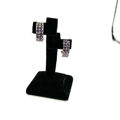 765 14k Yellow Gold Purple Tourmaline Omega Clip Back Earrings