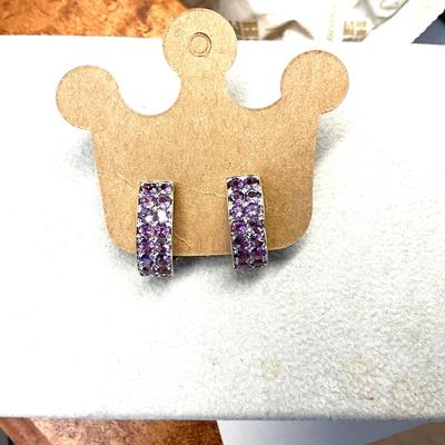 765 14k Yellow Gold Purple Tourmaline Omega Clip Back Earrings