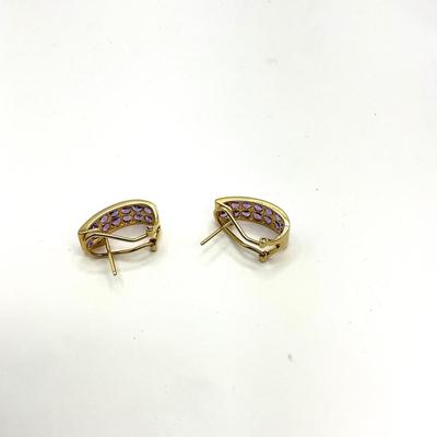 765 14k Yellow Gold Purple Tourmaline Omega Clip Back Earrings