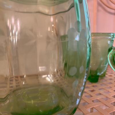 Vntg. Lot Vaseline/ Uranium Depression Glassware - MacBeth Evans Glass