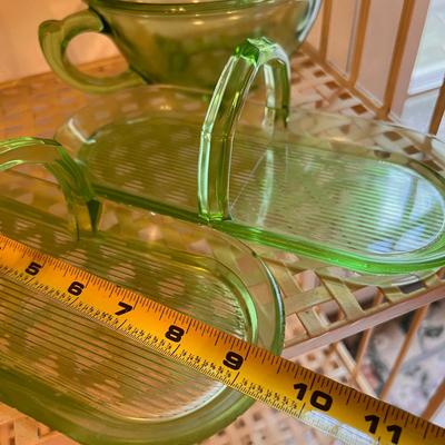 Vntg. Lot Vaseline/ Uranium Depression Glassware - MacBeth Evans Glass