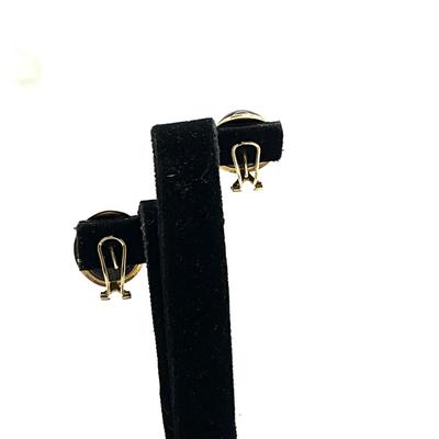 767 14k Yellow Gold and Black Onyx Pierced Omega Back Earrings