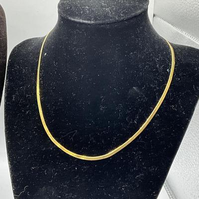 768 14k Yellow Gold Omega Style and Herringbone Necklaces