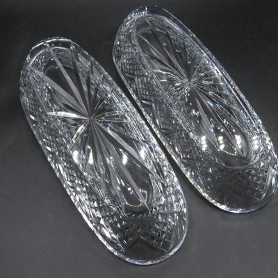 Vintage Pair of Waterford Relish Kitchenware Crystal Cut Glass  Dishes
