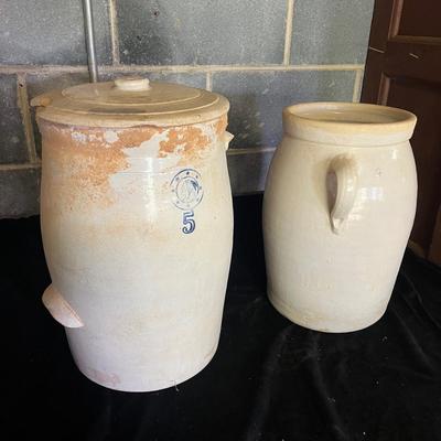 Two Pottery Crocks (BG-MG)