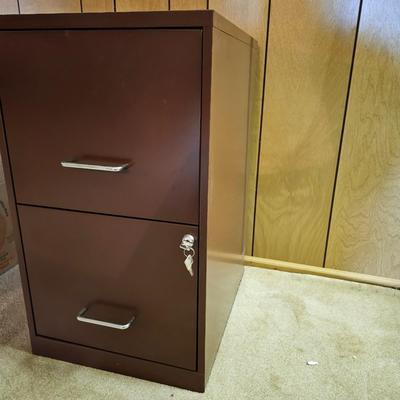 Brown Metal 2-Drawer Filing Cabinet  (BO-JS)