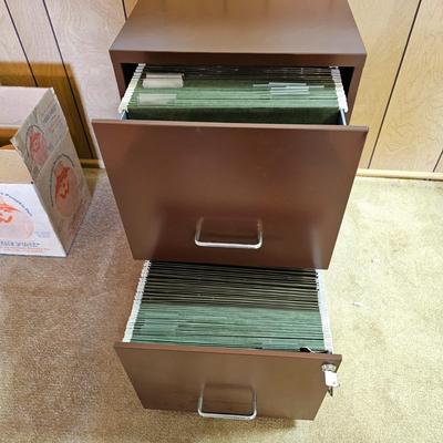 Brown Metal 2-Drawer Filing Cabinet  (BO-JS)
