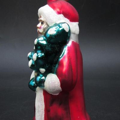 Vintage Santa Claus Holding Pine Tree Hanging Christmas Ornament