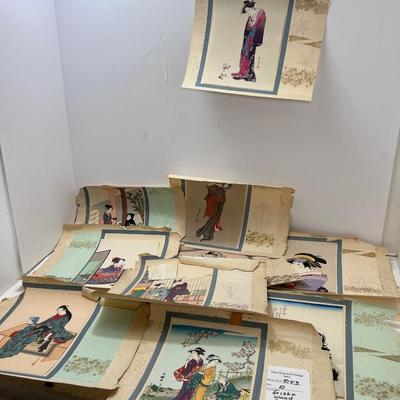 10 Japanese geisha woodcuts