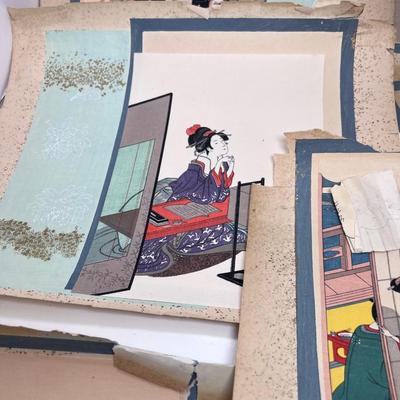 10 Japanese geisha woodcuts