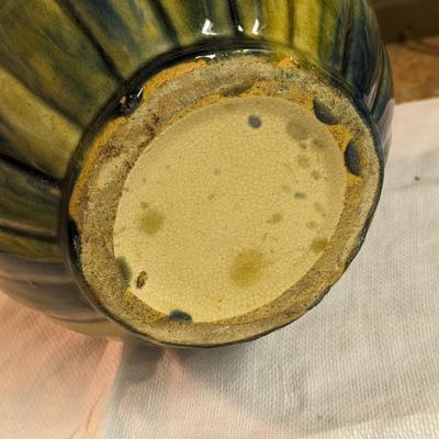 Vintage Majolica Jardiniere Planter Blue Brown