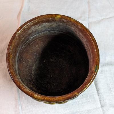 Vintage Majolica Jardiniere Planter Blue Brown
