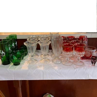 Large Lot Mixed Vintage Glassware