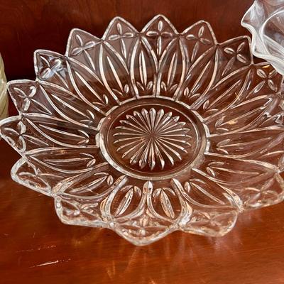 Large Lot Vintage Cut Glass Serving-ware