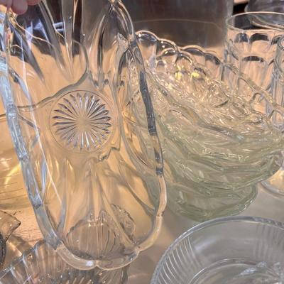 Large Lot Vintage Cut Glass Serving-ware