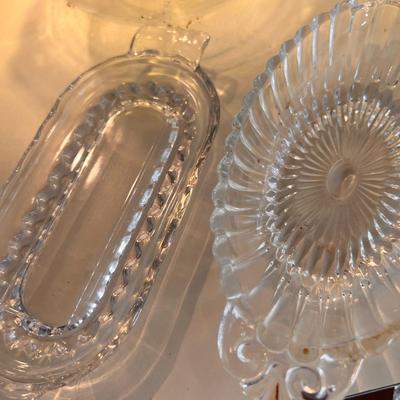 Large Lot Vintage Cut Glass Serving-ware