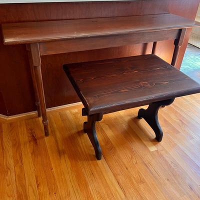 Jacobean Style Trestle Cocktail Table and Sofa Table