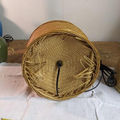 Vintage Mid Century Rattan Wicker Basket Table Lamp